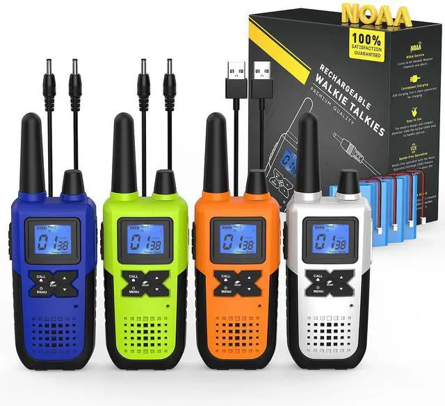 Main image of Walkie Talkies for Adults Long Range Rechargeable 2 Way Radios 4 Pack(Blue Green Orange Silver)