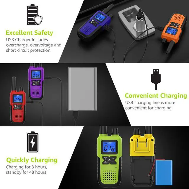 Alt view image 3 of 7 - Walkie Talkies for Adults Long Range Rechargeable with Earpiece NOAA Weather Alert, Multi-purpose 2 Way Radio 6 Pack for Team Work Senior Care Kid Adventure Family Camping Hiking Skiing Cruise