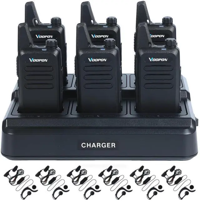 Main image of Rechargeable Walkie Talkies for Adults with 6 Way Muti Unit Gang Charger Earpieces 22 FRS Channels Two-Way Radios Long Range VOX Mini Transceivers for Business Company Camping Church Shop (6 Pack)