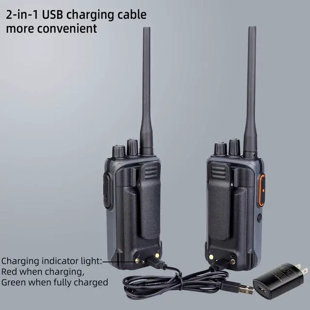 Alt view image 5 of 7 - RB17 Walkie Talkie,Heavy Duty Walkie Talkies Long Range,Rechargeable 4400mAh Large Capacity,VOX Handsfree,Portable Two Way Radio for Hunting Skiing School Church Outdoor Gifts (2 Pack)