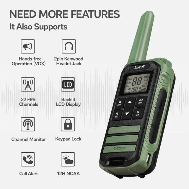 Alt view image 2 of 7 - Walkie Talkies Long Range for Adult with NOAA Weather Alert Portable Walkie Talkies Rechargeable 22 Modifiable FRS Two Way Radios with Charger Cable &1400mAh Li-ion Battery
