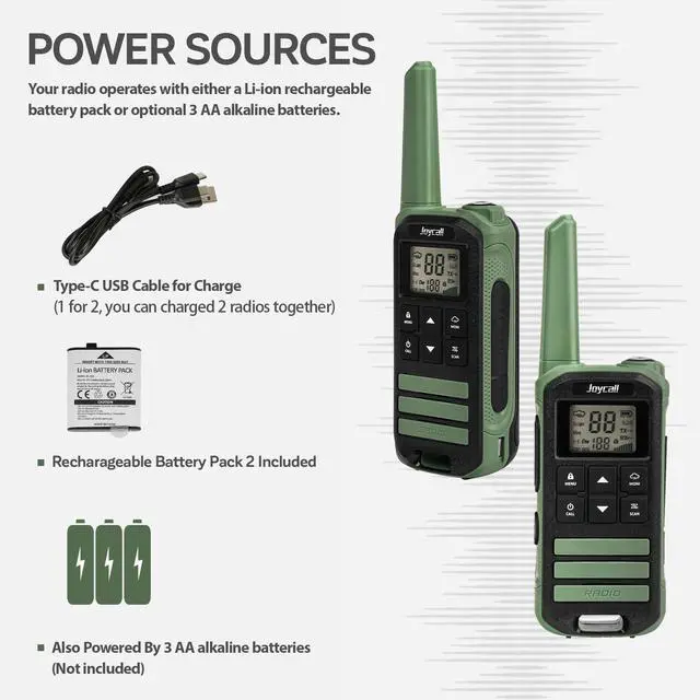 Alt view image 4 of 7 - Walkie Talkies Long Range for Adult with NOAA Weather Alert Portable Walkie Talkies Rechargeable 22 Modifiable FRS Two Way Radios with Charger Cable &1400mAh Li-ion Battery