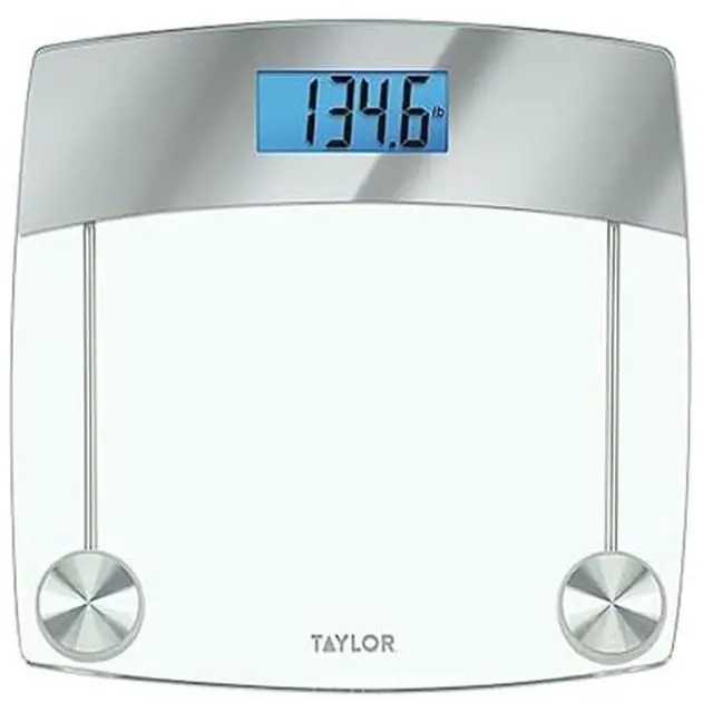 Main image of Digital Scales for Body Weight, Extra High 440 LB Capacity, Unique Blue LCD, Stainless Steel Accents Glass Platform, 12.4 x 12.4 Inches, Clear