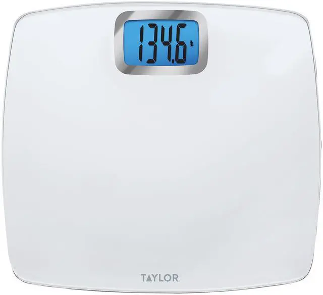 Main image of Digital Scales for Body Weight, Extra high 440 LB Capacity, Unique Blue LCD, Bright White Finish Extra LargePlatform, 12.2 x 13.5 Inches, White