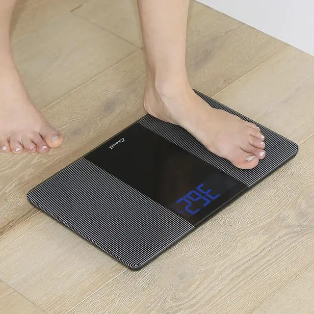 Alt view image 2 of 5 - Extra Wide Digital Bathroom Scale for Body Weight with Wide Platform for Natural Stance and Stability, High Capacity of 400 lb, Batteries Included