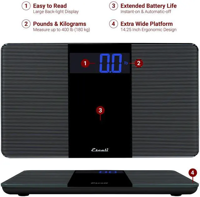 Main image of Extra Wide Digital Bathroom Scale for Body Weight with Wide Platform for Natural Stance and Stability, High Capacity of 400 lb, Batteries Included