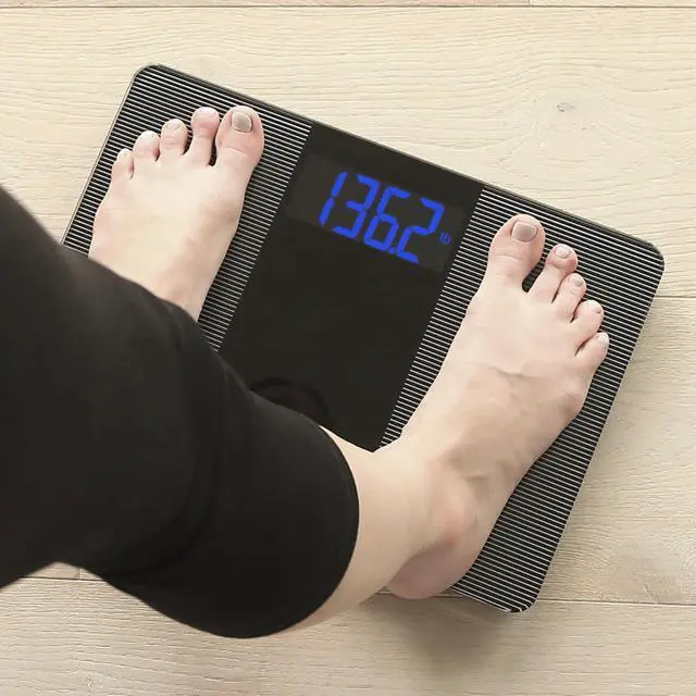 Alt view image 5 of 5 - Extra Wide Digital Bathroom Scale for Body Weight with Wide Platform for Natural Stance and Stability, High Capacity of 400 lb, Batteries Included
