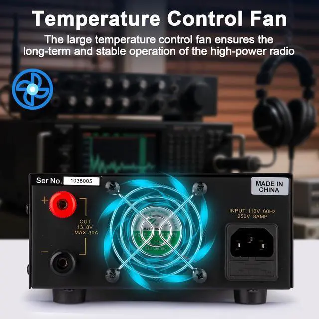 Alt view image 5 of 7 - 13.8V 30A DC Power Supply for Ham Radio,Regulated Bench Power Supply with Noise Offset,Analog Lab AC to DC Switching Converter,Cigarette Plug Socket,Powering CB VHF UHF HAM Amateur Radio