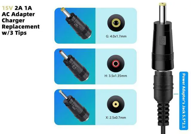 Alt view image 4 of 5 - 15V 2A Power Supply AC Adapter Charger Input 100V-240V, Output DC 15Volt 2 Amp 30 Watt 15V Power Cord AC to DC15Volt 3.5/1.35mm 4.0/1.7mm 4.8/1.7mm Regulated Power Adapter Extra Long 6 FT