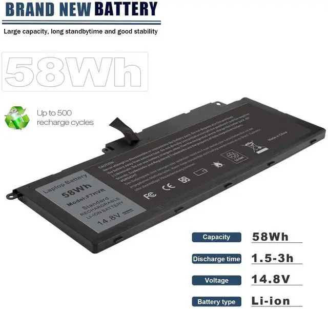 Alt view image 3 of 6 - F7HVR Notebook Battery 14.8V 58WH Replaceable for Dell Inspiron 15 7537 Dell Insprion 17 7737 Series