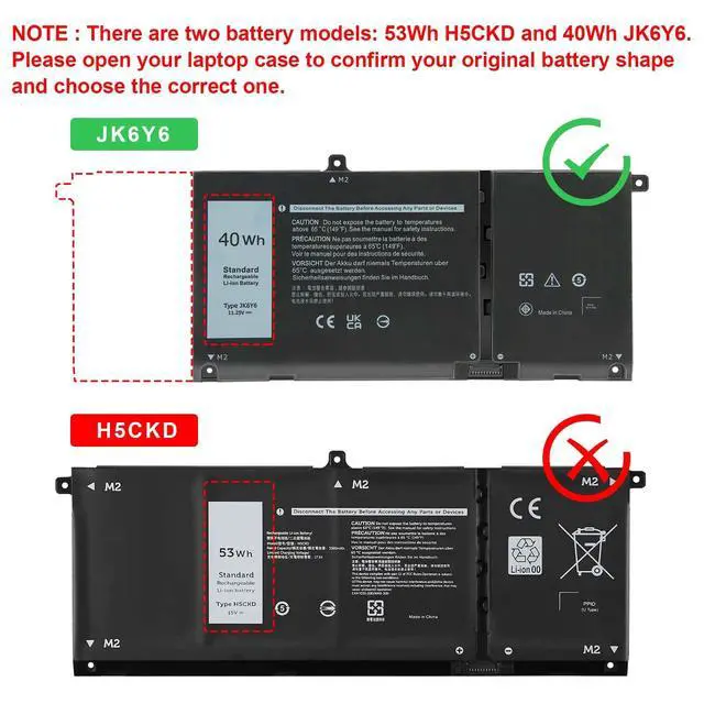 Alt view image 2 of 7 - 40Wh JK6Y6 H5CKD Battery for Dell Latitude 3410 3510 3120 3140 Vostro 5300 5301 5401 5501 Inspiron 5300 5301 5401 5402 5408 5409 5501 5508 5509 5400 5406 7405 7300 7306 7500 7506 2-in-1
