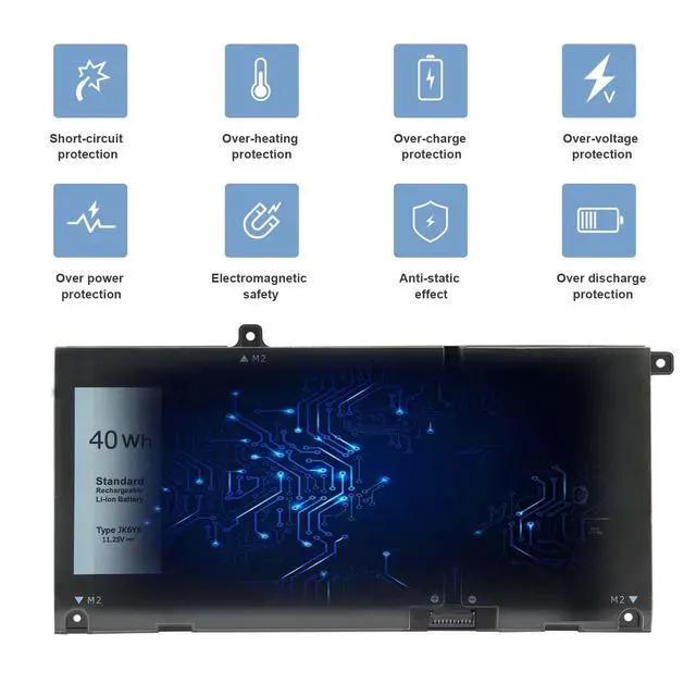 Alt view image 7 of 7 - 40Wh JK6Y6 H5CKD Battery for Dell Latitude 3410 3510 3120 3140 Vostro 5300 5301 5401 5501 Inspiron 5300 5301 5401 5402 5408 5409 5501 5508 5509 5400 5406 7405 7300 7306 7500 7506 2-in-1
