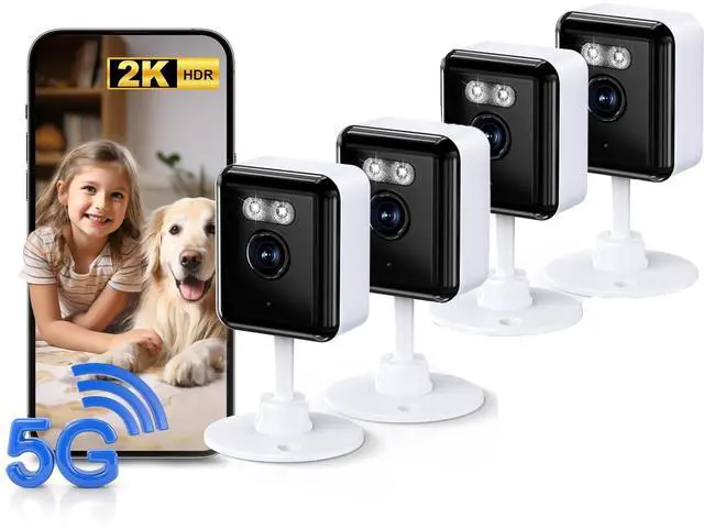Main image of 2.4/5GHz Home Cameras Indoor, 2K Security Camera Indoor for Dog/Pet/Nanny/Baby with US Phone App, AI Text Recognition, Smart Search, Color Night Vision,2 Way Talk Mini Cam,Human Detection,4 Packs