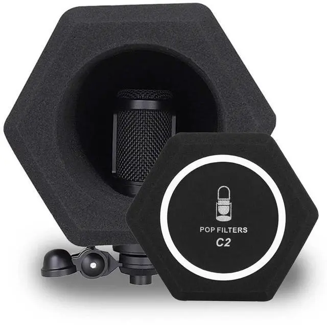 Main image of Professional Microphone Isolation Ball Shield - Superior Noise Cancellation with Pop Filter and High-Density Sound Absorbing Foam - Studio Quality Recording