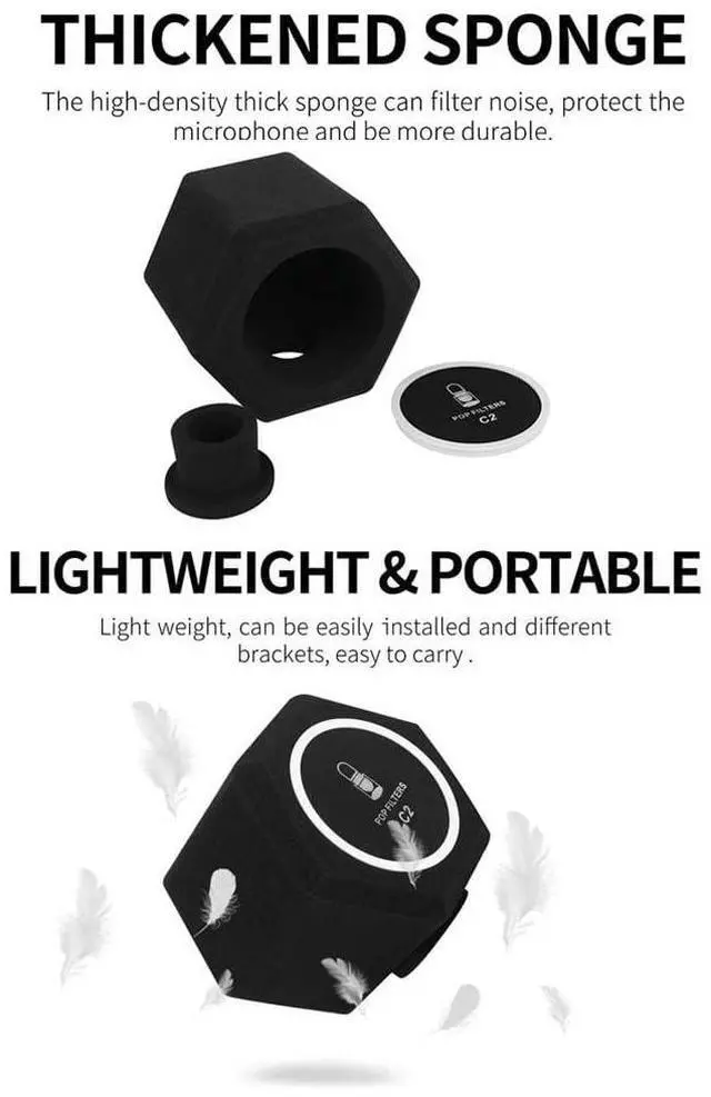 Alt view image 3 of 5 - Professional Microphone Isolation Ball Shield - Superior Noise Cancellation with Pop Filter and High-Density Sound Absorbing Foam - Studio Quality Recording