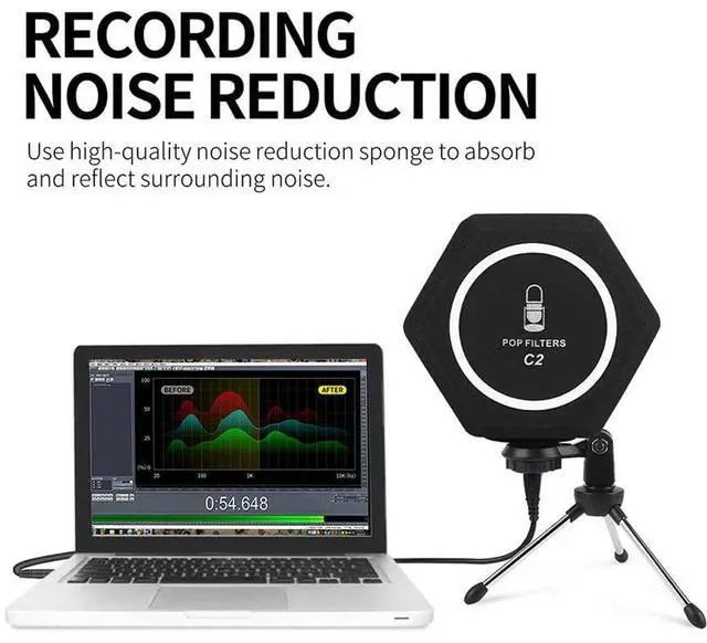 Alt view image 2 of 5 - Professional Microphone Isolation Ball Shield - Superior Noise Cancellation with Pop Filter and High-Density Sound Absorbing Foam - Studio Quality Recording