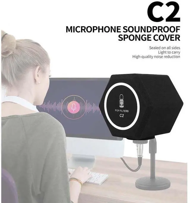 Alt view image 5 of 5 - Professional Microphone Isolation Ball Shield - Superior Noise Cancellation with Pop Filter and High-Density Sound Absorbing Foam - Studio Quality Recording