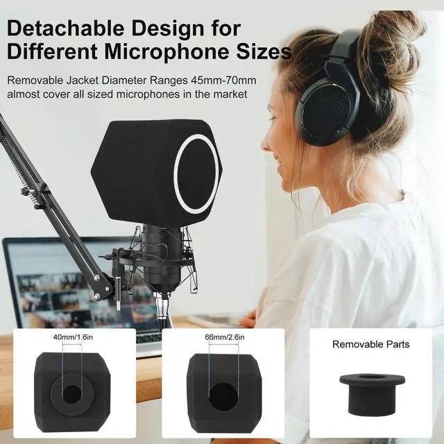 Alt view image 5 of 7 - Professional Microphone Isolation Ball with 2-Layered Pop Filter, High Density Foam Great Noise Cancellation