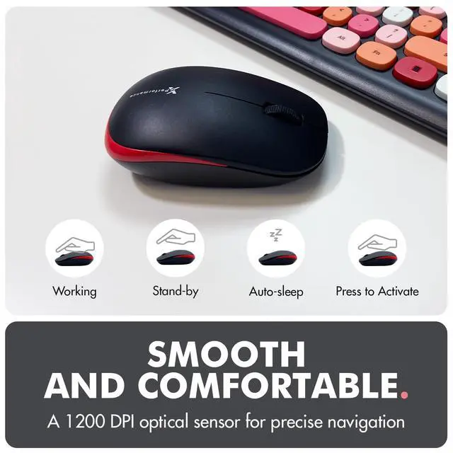 Alt view image 3 of 7 - Cute Wireless Keyboard and Mouse Combo - 2.4G Colorful Keyboard and Mouse Wireless with Retro Multi-Colored Typewriter, Keycaps for Windows Computer Keyboard, Laptop - Black