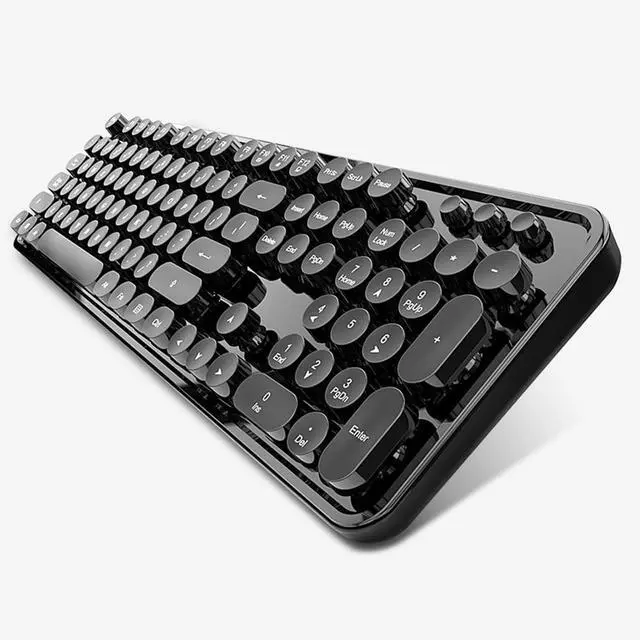 Alt view image 7 of 7 - Wireless Keyboard and Mouse Combo, Retro Style Keyboard with Round Keycaps, 2.4GHz Dropout-Free Connection Mouse with 3 Adjustable DPI for Windows Notebook PC (Black)