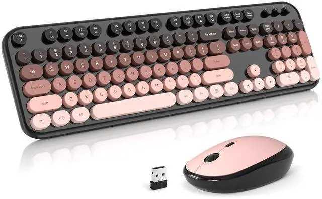 Main image of Wireless Keyboard and Mouse Combo, Typewriter Full Size Retro Keyboard with Number Pad, Ergonomic Design for Windows 7 8 10 11 PC Laptop Desktop, Home and Office Use