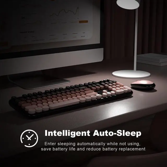 Alt view image 5 of 7 - Wireless Keyboard and Mouse Combo, Typewriter Full Size Retro Keyboard with Number Pad, Ergonomic Design for Windows 7 8 10 11 PC Laptop Desktop, Home and Office Use