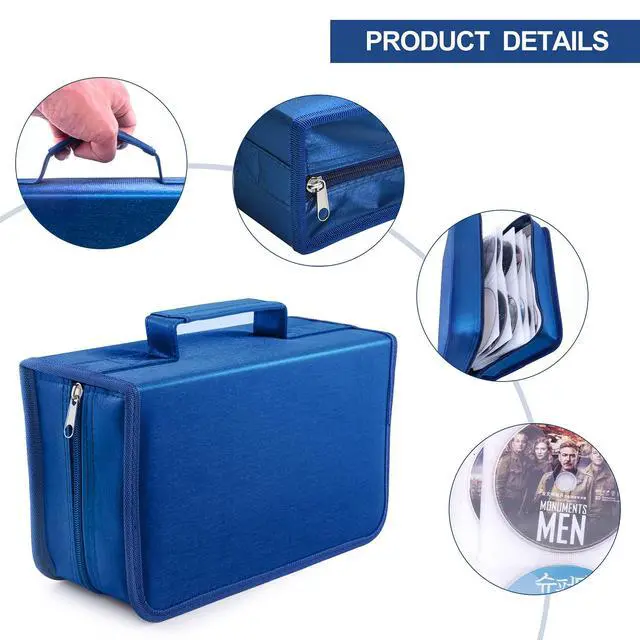Alt view image 3 of 6 - CD/DVD Case Holder, 128 Capacity CD VCD Media Wallet, Storage, Holder, Booklet, Organizer (Blue)