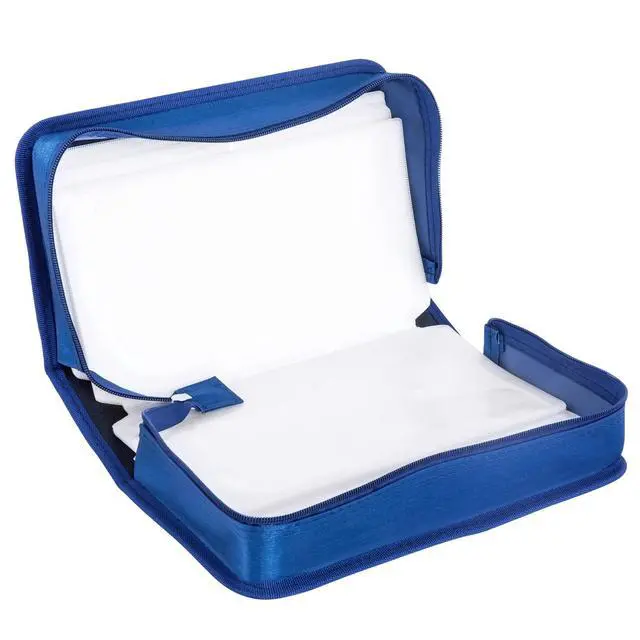 Alt view image 5 of 6 - CD/DVD Case Holder, 128 Capacity CD VCD Media Wallet, Storage, Holder, Booklet, Organizer (Blue)