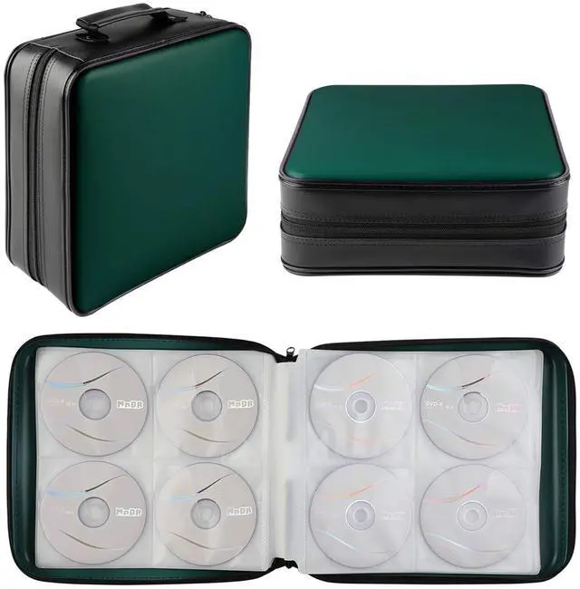 Alt view image 3 of 6 - CD Case DVD Holder Storage: 320 Capacity Organizer Large Storage Protective Binder Wallet Portable Disc Folder Blu Ray Album Sleeves Hard Carrying Bag for Car (Dark Green)