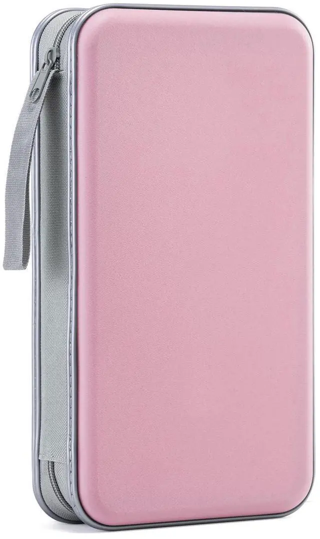 Main image of DVD Case, 96 Capacity CD Case Portable CD Holder Storage Hard Plastic DVD Wallet Holder Organizer for Car (Light Pink)