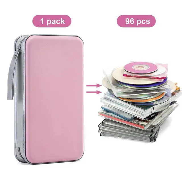 Alt view image 2 of 7 - DVD Case, 96 Capacity CD Case Portable CD Holder Storage Hard Plastic DVD Wallet Holder Organizer for Car (Light Pink)