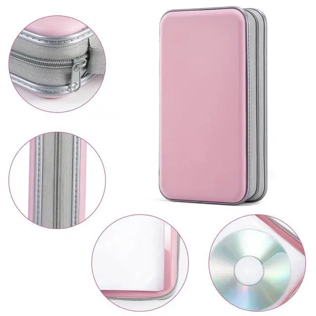 Alt view image 3 of 7 - DVD Case, 96 Capacity CD Case Portable CD Holder Storage Hard Plastic DVD Wallet Holder Organizer for Car (Light Pink)