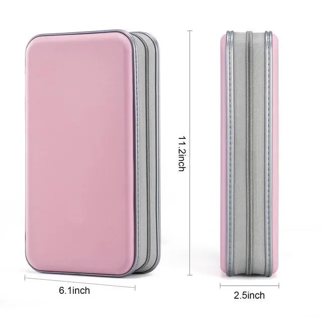 Alt view image 7 of 7 - DVD Case, 96 Capacity CD Case Portable CD Holder Storage Hard Plastic DVD Wallet Holder Organizer for Car (Light Pink)