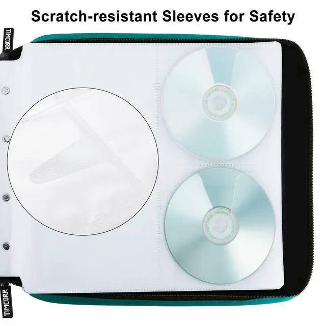 Alt view image 3 of 6 - CD Case DVD Holder Storage: 160 Capacity DVD Cases Organizer Portable Wallet Storage - CD Plastic Protective Carrying Binder for Home Travel (Green)