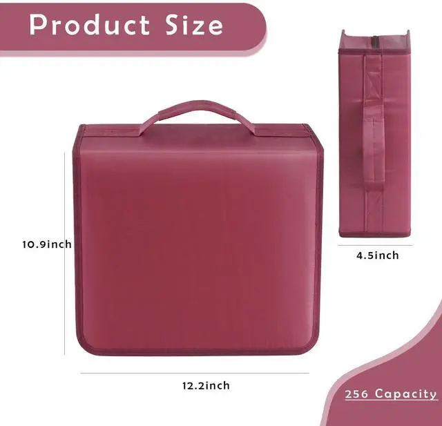 Alt view image 3 of 6 - DVD Case CD Storage,256 Capacity CD Cases Holder DVD Storage Case Holders CD DVD Disc Case Storage Wallet Binder for Car Home Office Travel (256 Red)