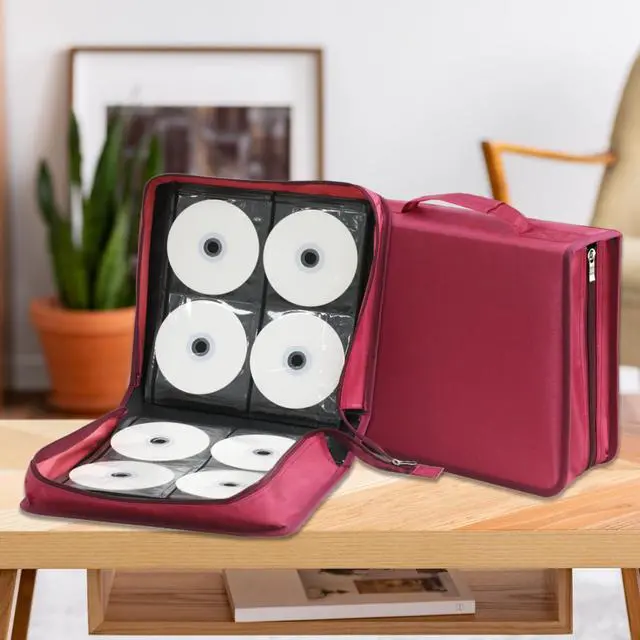 Alt view image 6 of 6 - DVD Case CD Storage,256 Capacity CD Cases Holder DVD Storage Case Holders CD DVD Disc Case Storage Wallet Binder for Car Home Office Travel (256 Red)