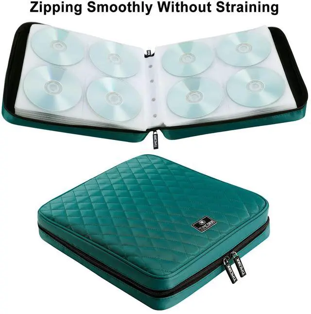 Alt view image 5 of 6 - CD Case DVD Holder Storage: 160 Capacity DVD Cases Organizer Portable Wallet Storage - CD Plastic Protective Carrying Binder for Home Travel (Green)