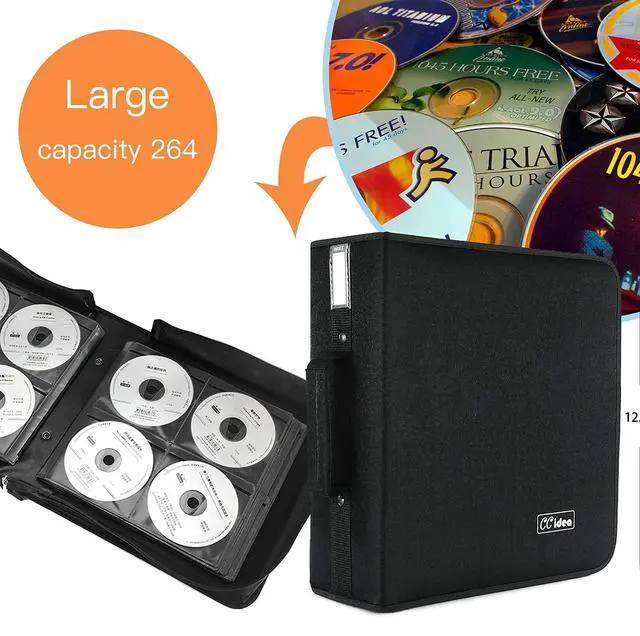 Alt view image 2 of 7 - CD Case DVD Case Storage Holder-264 Capacity,Media Binder, CD Wallet, Disc Booklet, L11.4 x W 6.4 x H3.5 INCH (Black)