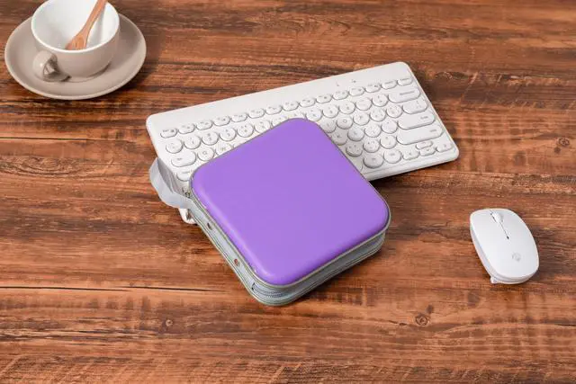 Alt view image 3 of 7 - Hard Plastic CD/DVD Binder, Portable Storage wallet 30-capacity, Purple