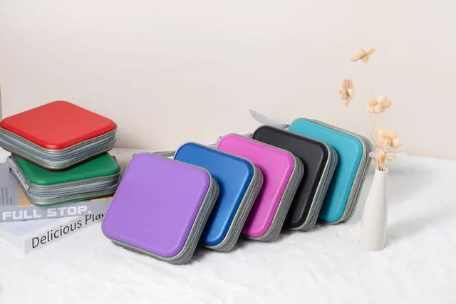 Alt view image 7 of 7 - Hard Plastic CD/DVD Binder, Portable Storage wallet 30-capacity, Purple