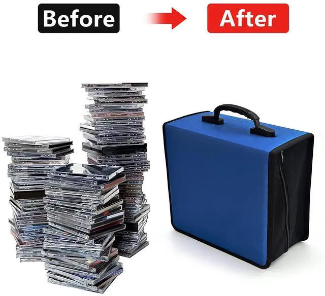 Alt view image 3 of 6 - CD Case, 432 Capacity DVD Case Holder, Heavy Duty Zipper Protective Movie Media Storage Organizer Binder Wallet for Car Home Office Travel (Blue, 432 Capacity)