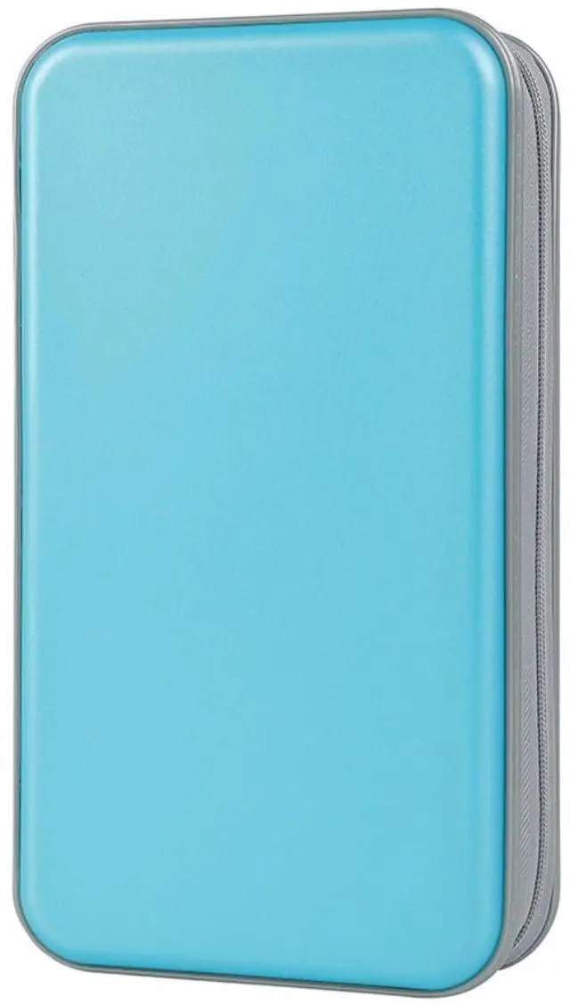 Main image of CD Case, 96 Capacity Hard Plastic CD Holder Protective DVD Disc Storage Case Holder Portable Zipper CD DVD Organizer Storage Wallet for Car Home Travel (96 Capacity, Sky Blue)