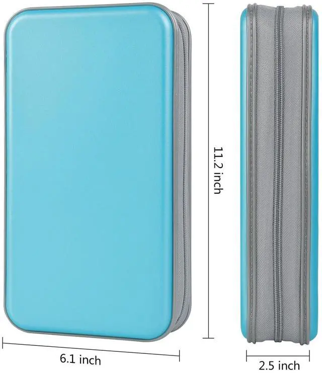 Alt view image 4 of 7 - CD Case, 96 Capacity Hard Plastic CD Holder Protective DVD Disc Storage Case Holder Portable Zipper CD DVD Organizer Storage Wallet for Car Home Travel (96 Capacity, Sky Blue)