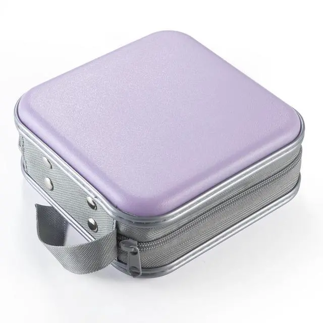 Alt view image 6 of 7 - CD Case, 48 Capacity Hard Plastic DVD Case Portable Zipper CD Holder Large Storage Disc Wallet Bag for Car Home Travel (Lavender, 48 Capacity)