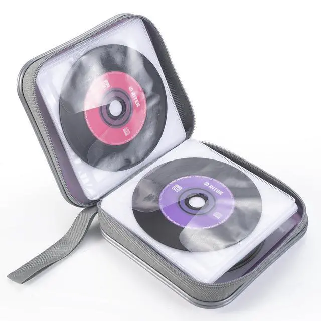 Alt view image 5 of 7 - CD Case, 48 Capacity Hard Plastic DVD Case Portable Zipper CD Holder Large Storage Disc Wallet Bag for Car Home Travel (Lavender, 48 Capacity)