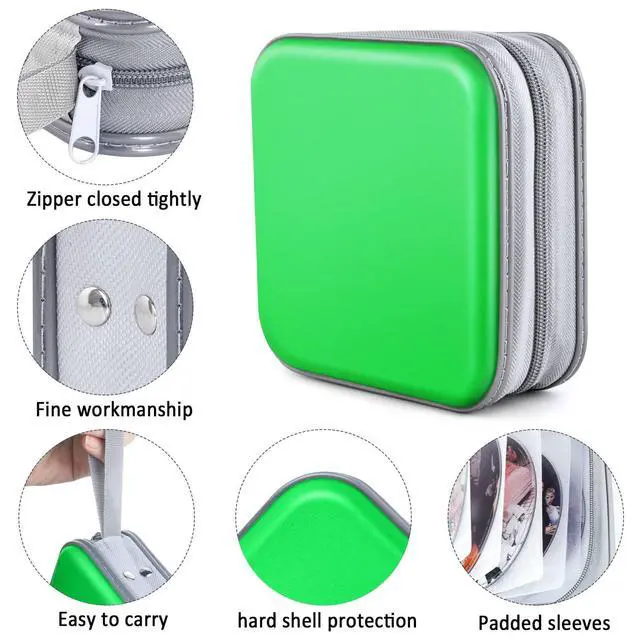 Alt view image 2 of 6 - DVD Case Wallet Holder Binder - 48 Capacity CD/DVD Cases Storage Holder Binder Organizer Wallet Book for Car, Home, Travel (Green)
