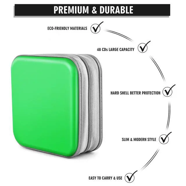 Alt view image 3 of 6 - DVD Case Wallet Holder Binder - 48 Capacity CD/DVD Cases Storage Holder Binder Organizer Wallet Book for Car, Home, Travel (Green)