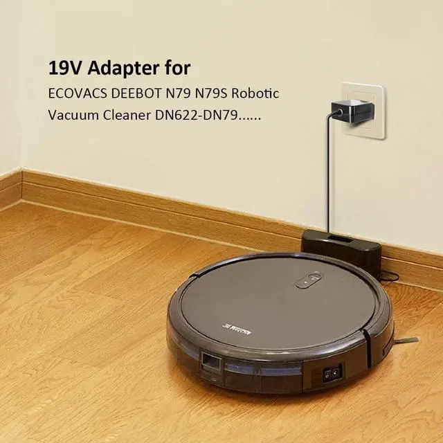 Alt view image 2 of 7 - 19V Robotic Vacuum Cleaner Adapter Charger for ECOVACS DEEBOT N79 N79S DN622-DN79,Anker RoboVac 10 T2100,Eufy RoboVac 11 11S 12 15C 30C 35C Pure Clean PUCRC25 Coredy R300 R580 Power Supply Cord