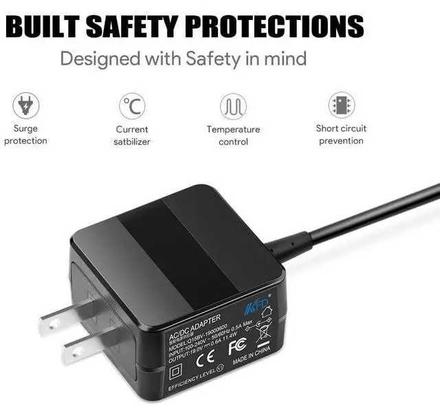 Alt view image 3 of 7 - 19V Robotic Vacuum Cleaner Adapter Charger for ECOVACS DEEBOT N79 N79S DN622-DN79,Anker RoboVac 10 T2100,Eufy RoboVac 11 11S 12 15C 30C 35C Pure Clean PUCRC25 Coredy R300 R580 Power Supply Cord