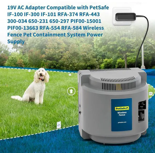 Alt view image 3 of 7 - for PetSafe Wireless Fence Power Cord, 19V AC Adapter for PetSafe IF-100 PIF-300 IF-101 300-034 RFA-443 650-231 650-297 PIF00-15001 PIF00-13663 RFA-554 RFA-584 Wireless Fence Pet Power Cord